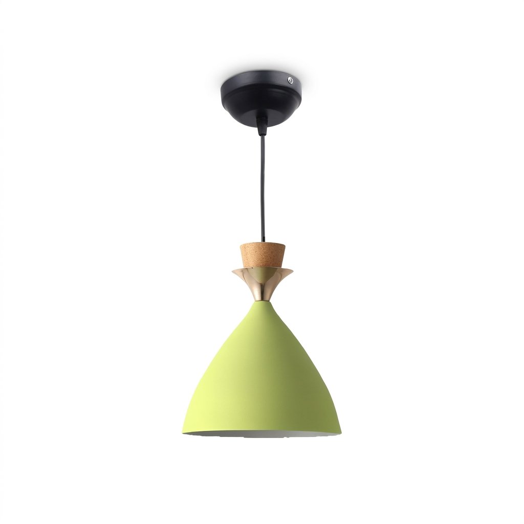 Lime Glow Wooden Accent Pendant Light