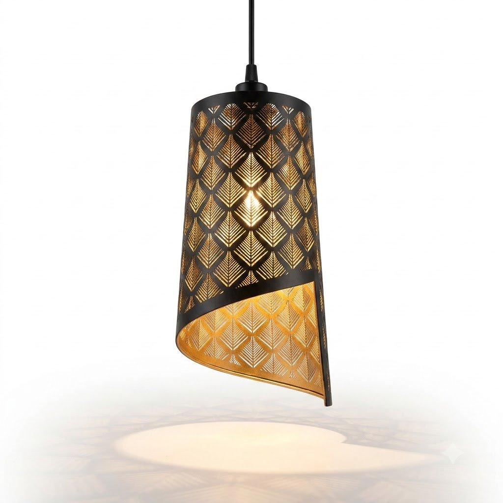 LeafGlow Antique Gold Pattern Pendant Light