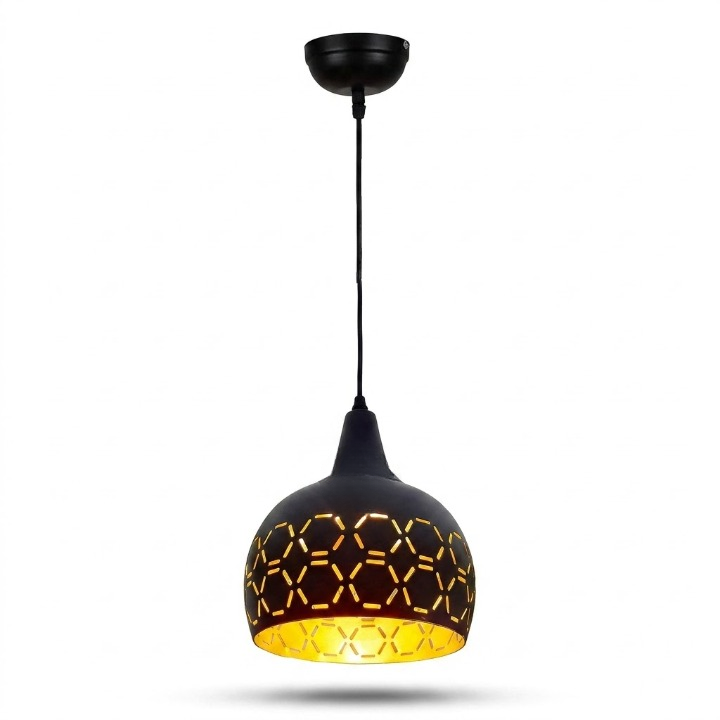 Golden Glow Geometric Dome Pendant Light