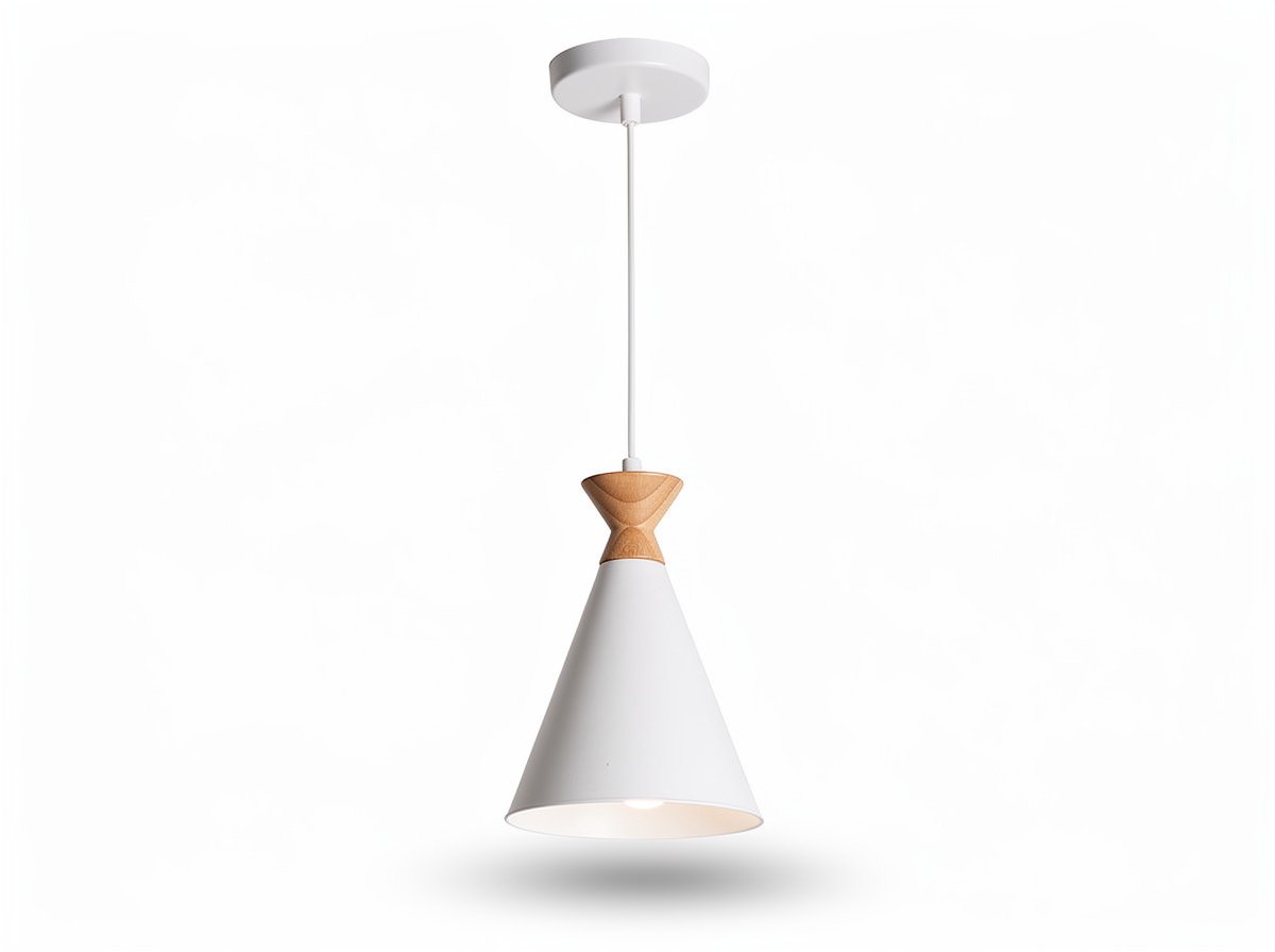 Nordic White Wood Accent Pendant Light